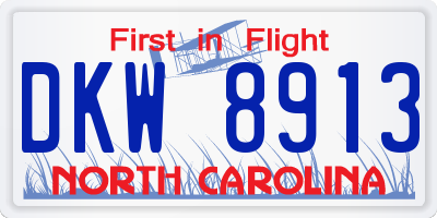 NC license plate DKW8913