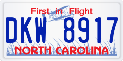 NC license plate DKW8917