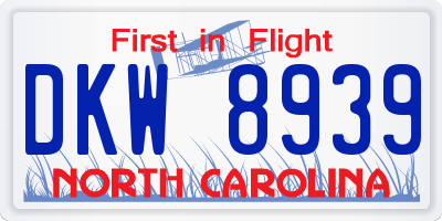 NC license plate DKW8939