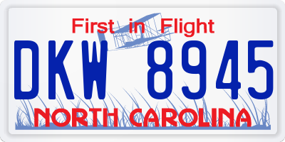 NC license plate DKW8945