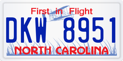 NC license plate DKW8951