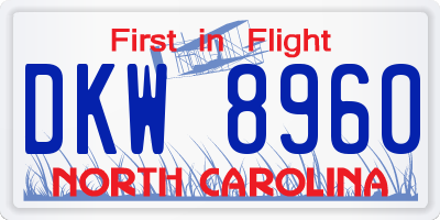 NC license plate DKW8960