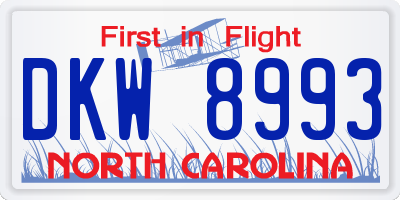 NC license plate DKW8993