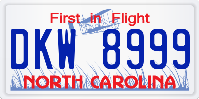 NC license plate DKW8999