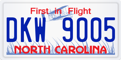 NC license plate DKW9005