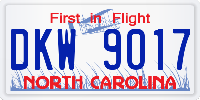 NC license plate DKW9017