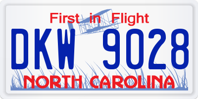 NC license plate DKW9028