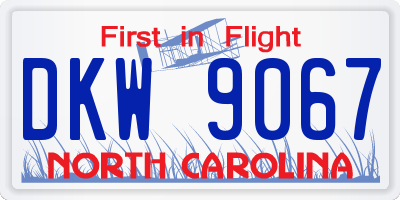NC license plate DKW9067