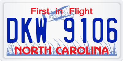 NC license plate DKW9106