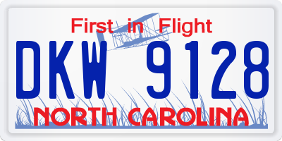NC license plate DKW9128