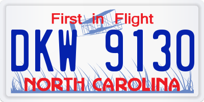 NC license plate DKW9130