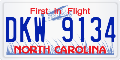 NC license plate DKW9134