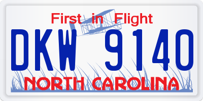 NC license plate DKW9140
