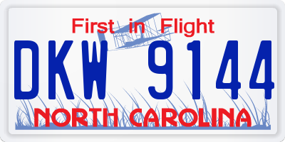 NC license plate DKW9144