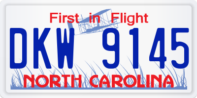 NC license plate DKW9145