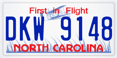 NC license plate DKW9148