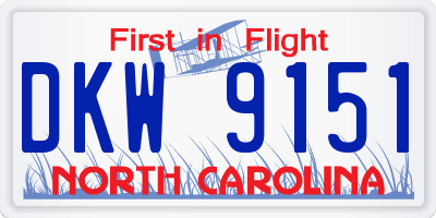 NC license plate DKW9151