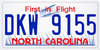 NC license plate DKW9155