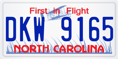 NC license plate DKW9165