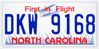 NC license plate DKW9168