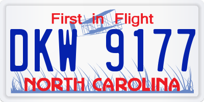NC license plate DKW9177