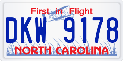 NC license plate DKW9178