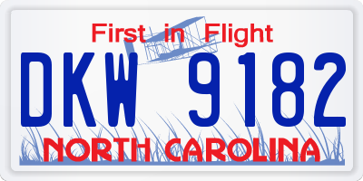 NC license plate DKW9182