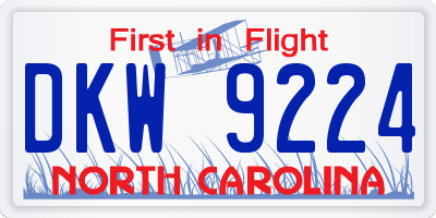 NC license plate DKW9224