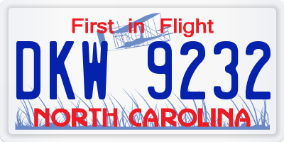NC license plate DKW9232