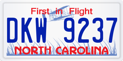 NC license plate DKW9237