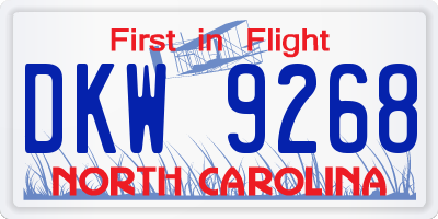 NC license plate DKW9268