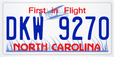 NC license plate DKW9270
