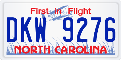 NC license plate DKW9276