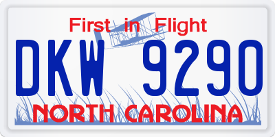 NC license plate DKW9290