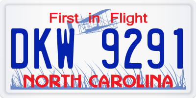 NC license plate DKW9291
