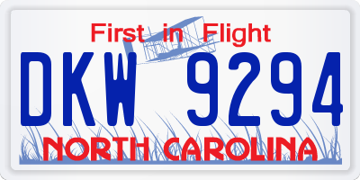NC license plate DKW9294