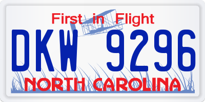 NC license plate DKW9296
