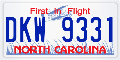 NC license plate DKW9331