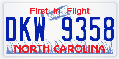 NC license plate DKW9358