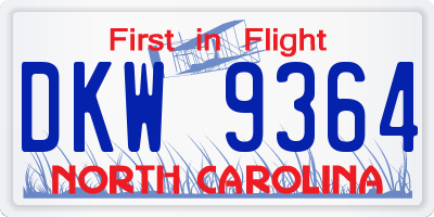 NC license plate DKW9364