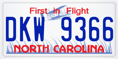 NC license plate DKW9366