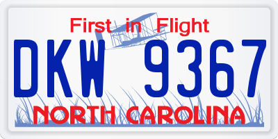 NC license plate DKW9367