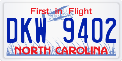 NC license plate DKW9402