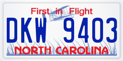 NC license plate DKW9403