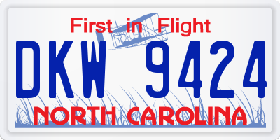 NC license plate DKW9424