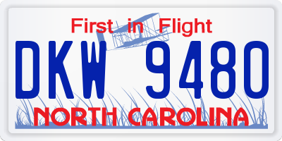NC license plate DKW9480