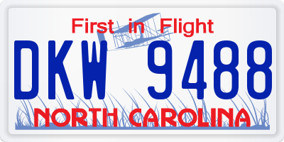 NC license plate DKW9488