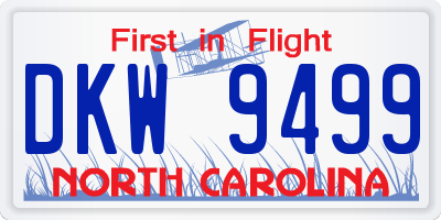 NC license plate DKW9499