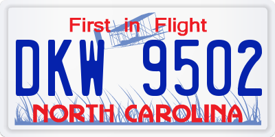 NC license plate DKW9502
