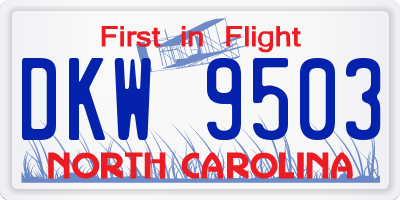 NC license plate DKW9503